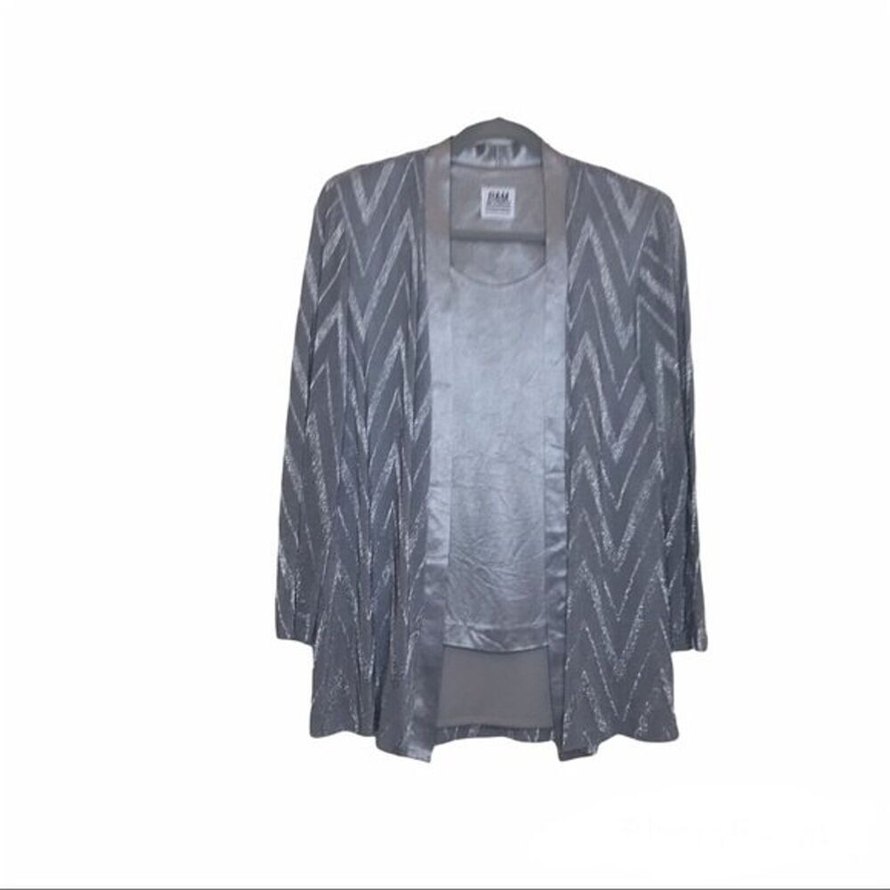 R&M Richards by Karen Kwong‎ Womens Twofer Top Jacket Silver No Size Tag READ